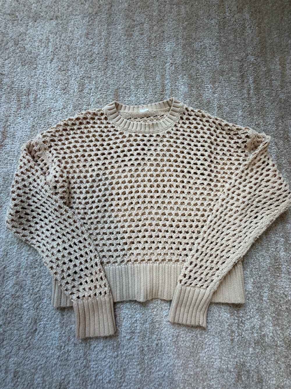 Beige Open-Knit Women's Sweater